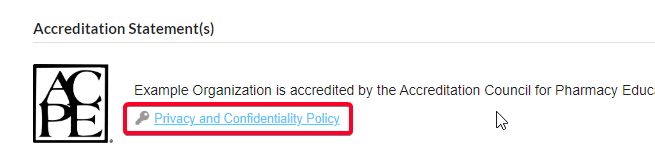 Link to Policy is shown near your accreditation statement on the course announcement.