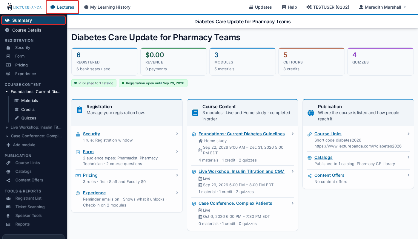 The Summary page builder_summary