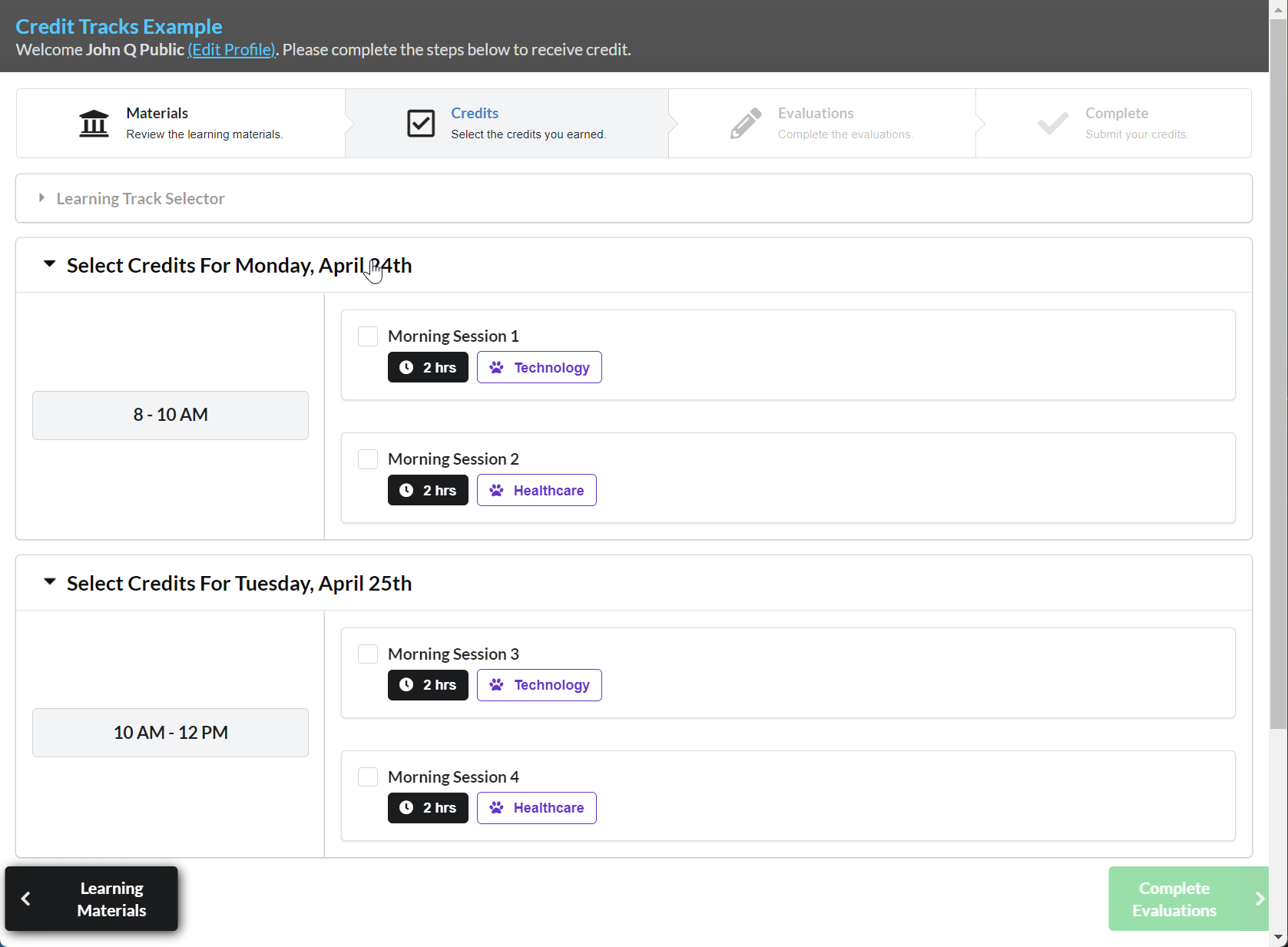 Collapsing Credit Sections