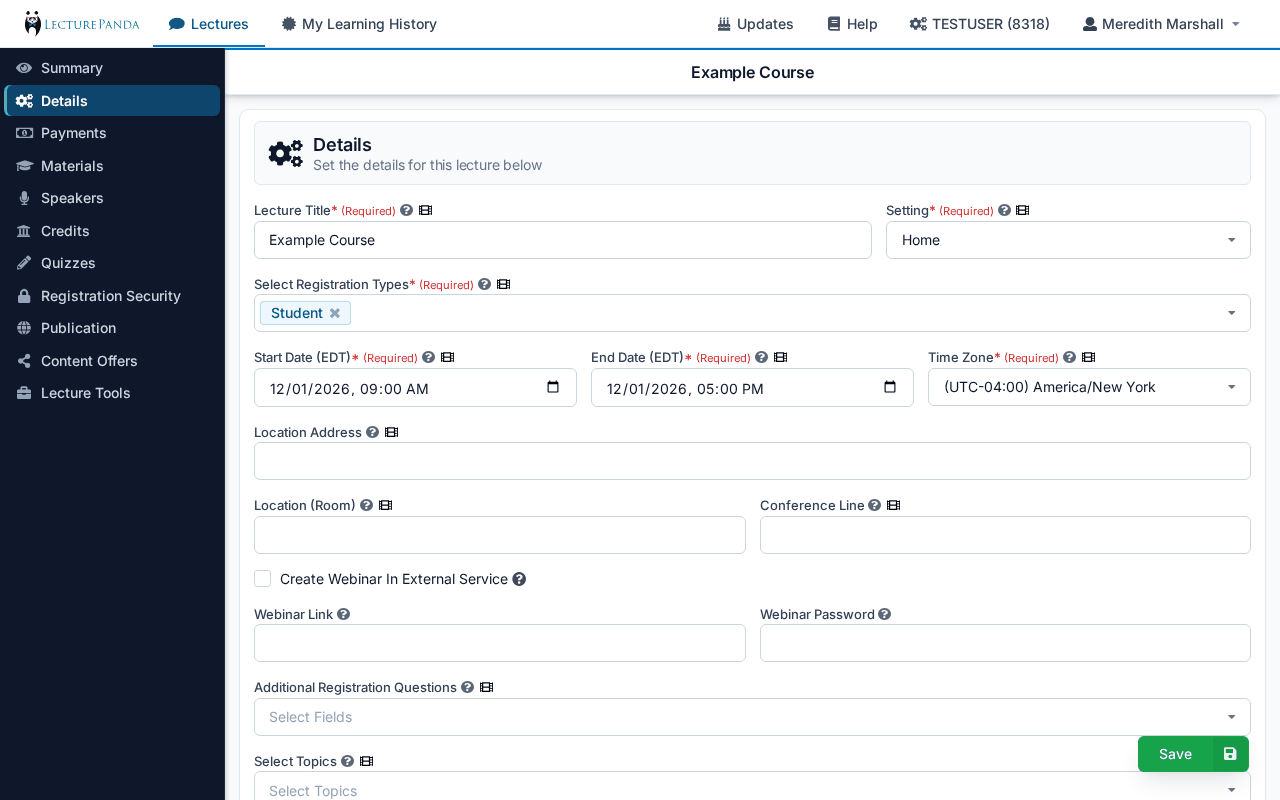 The course editor with the refreshed top bar, section sidebar, and floating title bar.