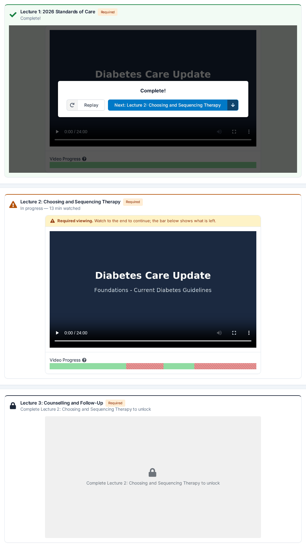 One video finished, one partly watched and one still locked learner_video_rows